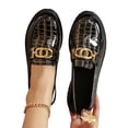 thumbnail image 4 of Wensltd Low Heel Shoes Women Wide Width Round Toe Loafers with Metal Buckle Vintage Shoes for Daily and Office Wear Black, 4 of 9