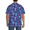 thumbnail image 3 of Pofeuu Blue Skull Flower Print Mens Casual Short Sleeve Shirts Beach Summer Spread Collar Pocket Tops Men's Casual Short-sleeved Shirt-X-Large, 3 of 5