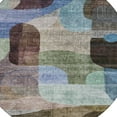 thumbnail image 5 of 8' Brown Blue And Green Round Abstract Washable Indoor Outdoor Area Rug, 5 of 5