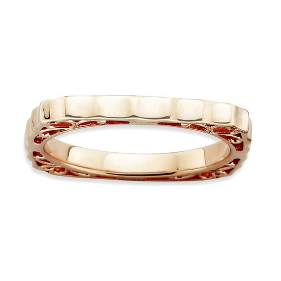 2.25mm 925 Sterling Silver Stackable Polished Pink Plate Square Ring Size 8 Stackable Ring for Women