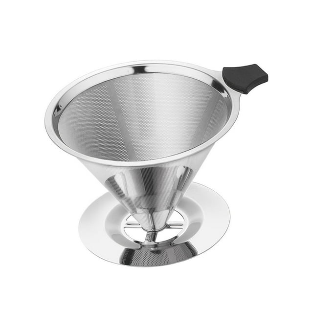 Maytalsory Stainless Steel Coffee Filter Cone Brew Coffee Filter for Kitchen Home Gifts Small Silver Large