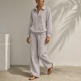 thumbnail image 6 of Smupbvky Womens Half Zip Sweatsuits Collared Long Sleeve Pullover and Wide Leg Pants Casual Fall 2 Piece Workout Set (S, Khaki), 6 of 7