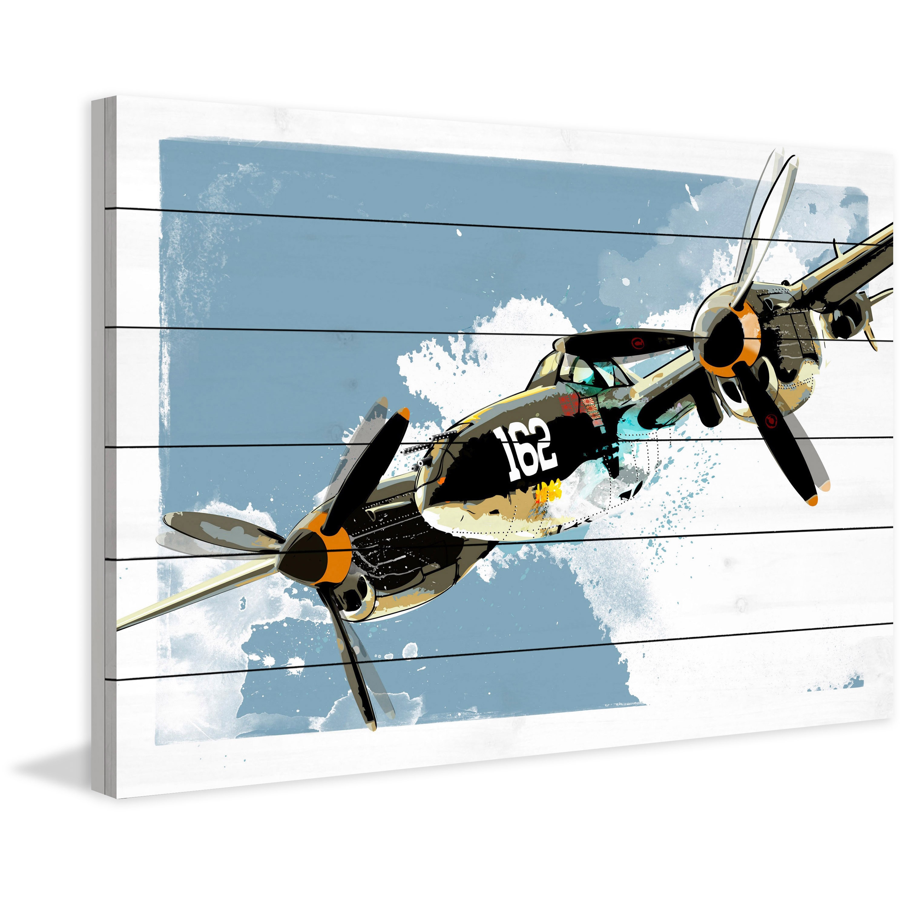 Marmont Hill "P38 Lightning" by Rick Martin Painting Print on White Wood