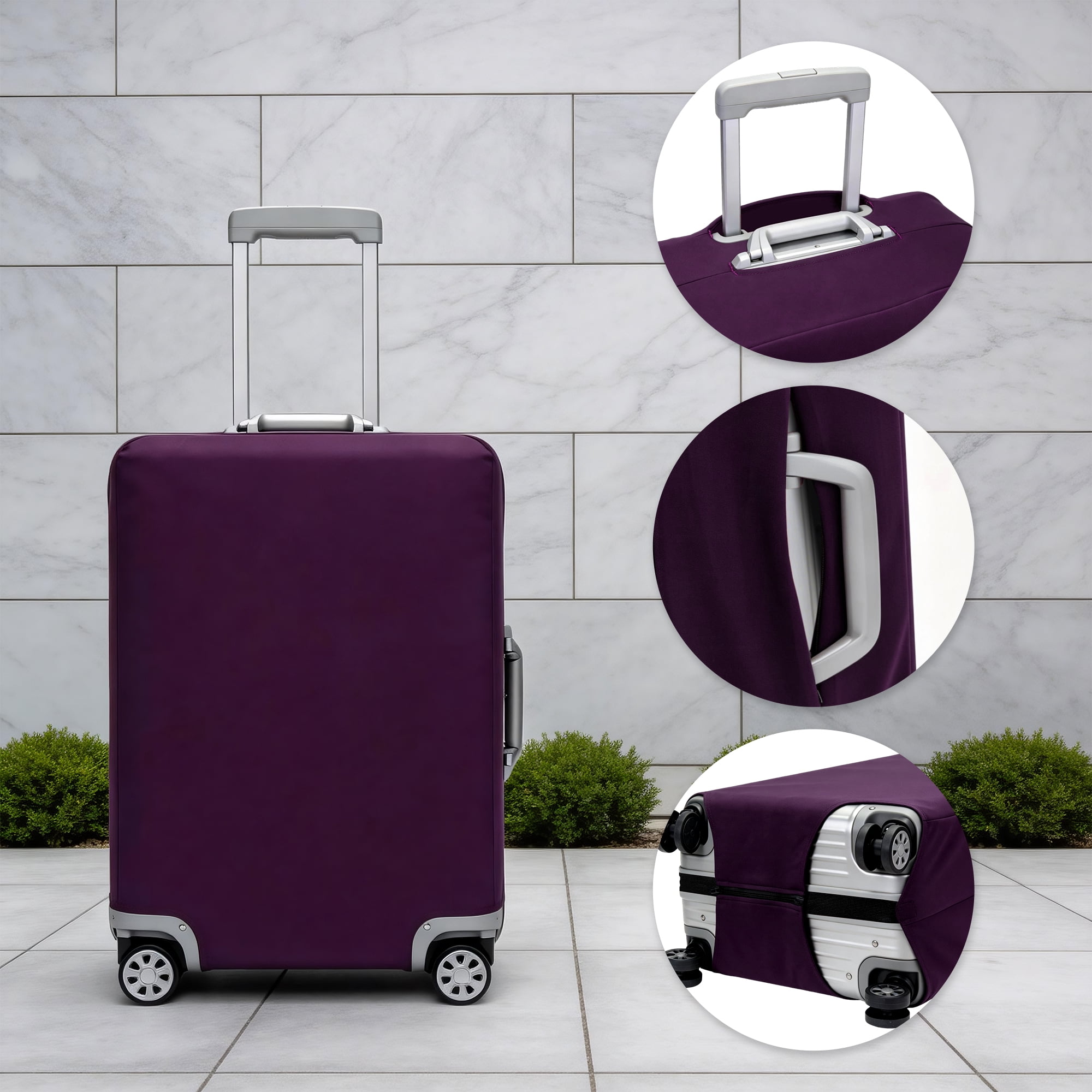 Unique Bargains High Elasticity Luggage Cover for Suitcases Bags Purple Mid