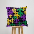 thumbnail image 2 of Throw Pillow Cover Mardi Gras Carnival Fleur De Lis Pattern Home Decor Pillowcase for Sofa 18x18 Inches, 2 of 6