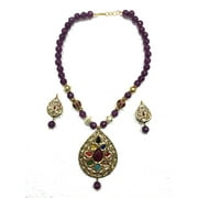 Mogul Style Statement Necklace Jewelry Purple TOURMALINE ARTISAN Pandant Earrings
