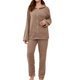 thumbnail image 1 of Gibobby conjuntos de pijama de calidad Conjunto de pijamas y pijamas para mujer, pantalones de manga larga con capucha de Color sólido, ropa para el , pijamas cálidos de otoño e invierno (Marrón, XL), 1 of 5