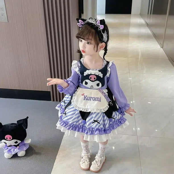 Vestidos Kawaii Sanrio Anime Kuromi para niños, vestidos de princesa de dibujos animados Lolita, fiesta de vacaciones, Cosplay, regalo para niñas, otoño