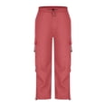 thumbnail image 4 of MexChoioe Womens Wide Leg Cargo Pants Plus Size Elastic Drawstring Waist Adjustable Hem Casual Outdoor Athletic Work Pants, 4 of 6