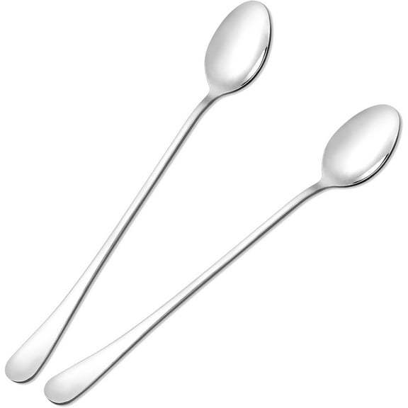 Nmkwnr 2 Pack Long Handle Tea Spoons Cake Spoon Soup Spoons Stainless Steel Teaspoons for Home, Kitchen, Restaurant, 7.5"