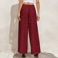 thumbnail image 4 of Palazzo Pants for Women, Comfy Womens Wide Leg Baggy Pants, Burgundy Floral Casual Lounge Pants for Women Travel Vacation Outfits Fall Pants for Women 2024, 4 of 5