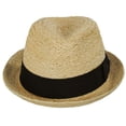 thumbnail image 2 of Oceanside Raffia Straw Fedora Hat - M - Natural/Black, 2 of 6