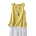 thumbnail image 2 of Womens Tank Tops Cotton Linen Casual Sleeveless Vest Summer Loose Comfy Camisole Yellow Tank Tops for Women, 2 of 9
