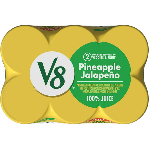V8 Pineapple Jalapeno Juice, 8 fl oz Can, 6 Pack for Breakroom