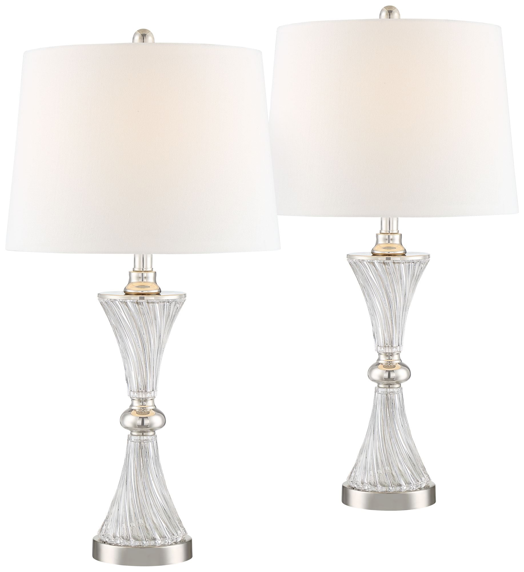 Regency Hill Traditional Table Lamps Set of 2 Mercury Glass Twist White  Empire Shade for Living Room, Family, Bedroom, Bedside, Office - Walmart.com