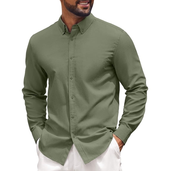 COOFANDY Mens Button Down Shirts Long Sleeve Untucked Shirt Casual Business Dress Shirt