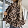 thumbnail image 4 of Women's Leopard Print Denim Jacket Long Sleeve Cropped Loose Casual Large Size Jacket, 4 of 4