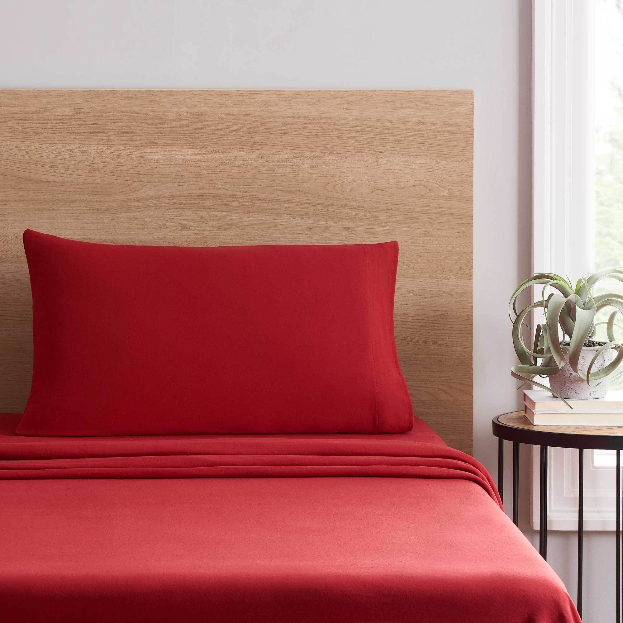 Mainstays Extra Soft Jersey Bed Sheet Set, Twin/Twin XL, Red Sedona, 3