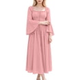 thumbnail image 6 of Women's Renaissance Peasant Dress Square Neck Bell Sleeve Lace Up Front Flattering Medieval Costume for Fair Cosplay Vintage Themed Party Holiday Fancy Apparel, 6 of 9