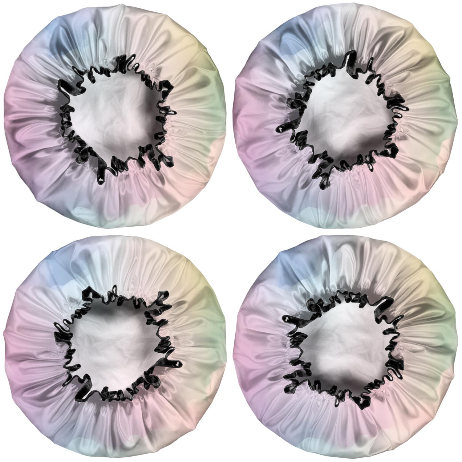 Shower Caps,Dreamy Pastel Sky Waterproof Shower Cap for Women 4 Pieces,Double Reusable Hair Cover for Shower PEVA Elastic Stretch Hem