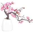 thumbnail image 1 of Flor de ciruelo artificial Flor de ciruelo falsa en maceta Flor decorativa artificial Bonsái en maceta, 1 of 7