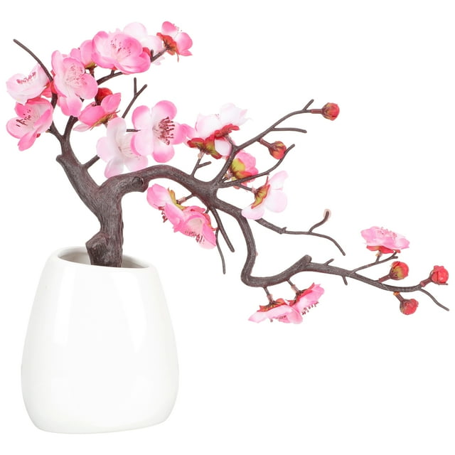 Flor de ciruelo artificial Flor de ciruelo falsa en maceta Flor decorativa artificial Bonsái en maceta
