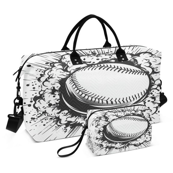 Travel Duffel Luggage Bag Sports Duffle Bag Gym Bag with Zipper A Baseball