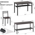 thumbnail image 2 of Dining Table Set for 4-6 People,42" Kitchen Table Set with 2-person Bench and Storage Rack, Dining Room Set with storage shelf, Dinner Table Set with 2 Chairs for Dining Room, Restaurant(Gery), 2 of 5