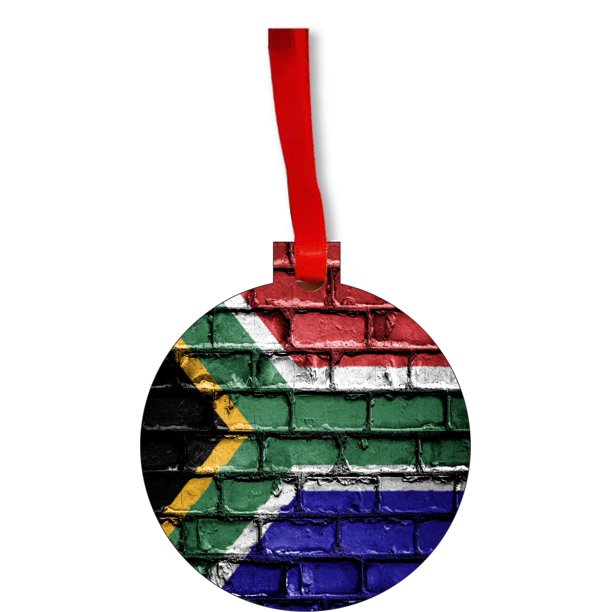 Flag South Africa African Brick Wall Style Print Round Flag South Africa African Brick
