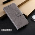 thumbnail image 6 of Mandala Phone Cover for iPhone11 6.1, Ultra Slim Flip Case with Card Slot, Magnetic Closure, Embossing PU Leather Case with Stand Function and Lanyard, Foldable Motif-Gray, 6 of 7