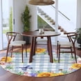 thumbnail image 3 of Round Rug 5Ft Washable Non-Slip, Sunflowers Circle Area Rugs for Living Room Bedroom, Spring Watercolor Flowers Butterflies Hydrangea Blue Indoor Floor Mats Carpet Runner for Home Decor Aesthetic, 3 of 8