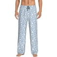 thumbnail image 2 of Kdxio Gray White Floral Print Men's Sleep Pajama Pant Lounge Pants with Pockets, 2 of 8