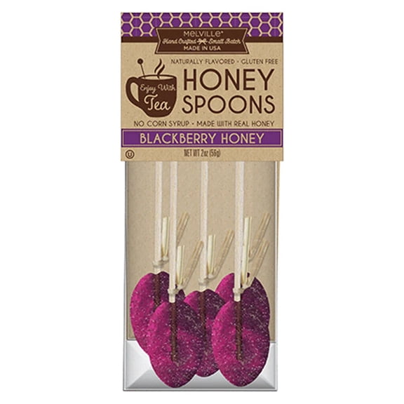 Melville Candy Hard Candy Blackberry Honey Spoons Lollipop On Wooden Ball Sticks, 5 Count Bag