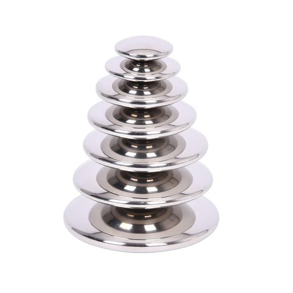 TickiT Sensory Reflective Silver Buttons - Set of 7 - Mirrored Discs for Babies and Toddlers Aged 0+ – Stainless-Steel, Sensory Stacking Pebble