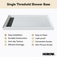 thumbnail image 7 of HOROW 60"L x 32"W Shower Base,Acrylic with Rectangular Stainless Steel Matte Black Drain and Cover,Left Drain Location, 7 of 7