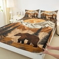 thumbnail image 3 of Castle Fairy Animal Bear 4 Pieces Queen Sheet Sets,Lodge Cabin Ultra Soft Flat Sheet,Rustic Jungle Queen Fitted Sheet,Lightweight Wildlife Room Decor, 3 of 7
