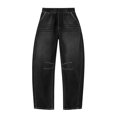 thumbnail image 4 of Asgosdo Women Elastic High Waist Barrel Denim Pants Casual Loose Stretch Jeans with Side Pockets S XXXL, 4 of 5
