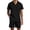 Black, variant on Colsmile Men's 2-Piece Summer Outfit Set - Textured Quarter-Zip Polo Shirt & Drawstring Shorts, Casual Vacation Summer Set