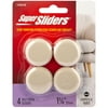 Super Sliders. 1-1/4 inch wide Round Self Stick Furniture Sliders. Beige, 4 Pack