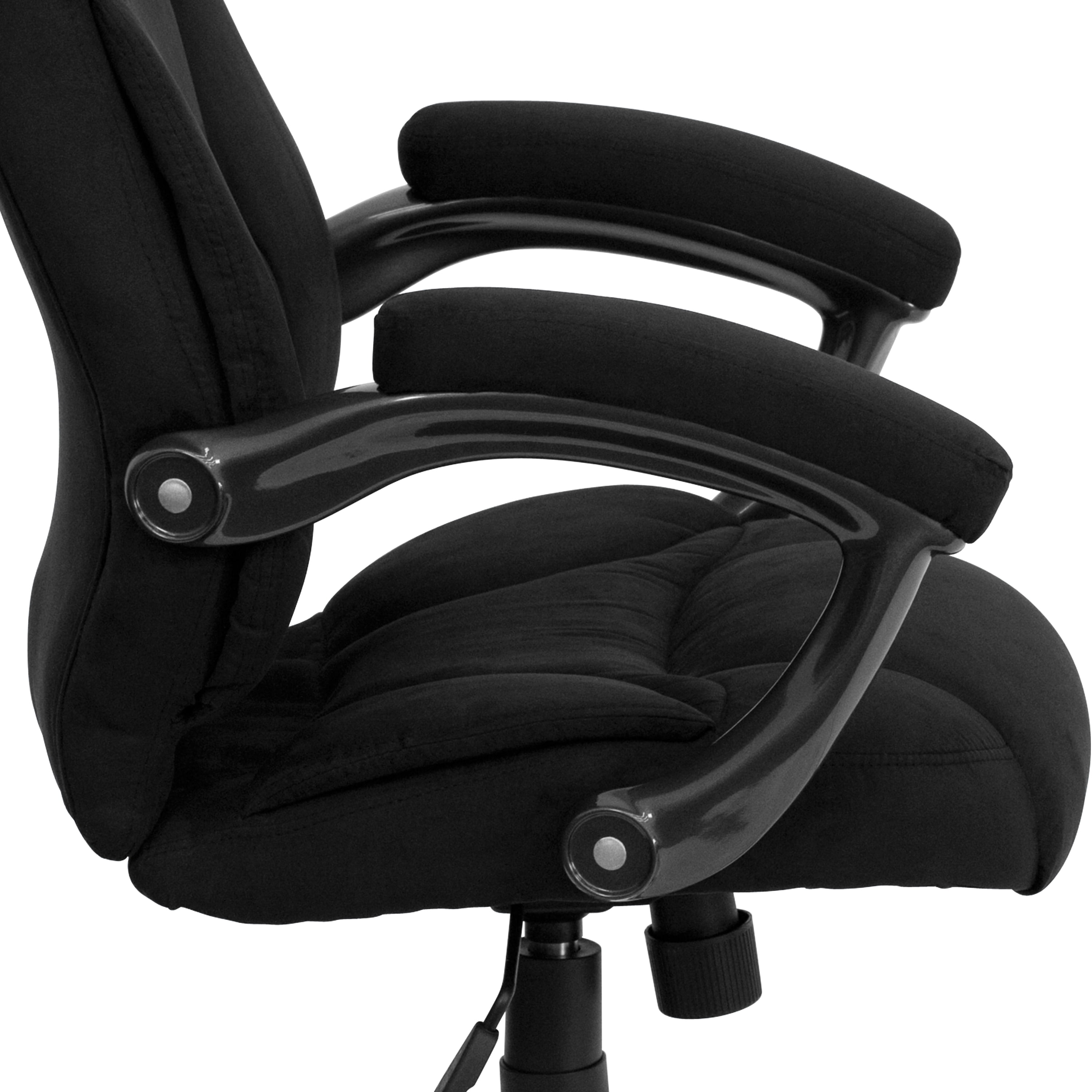 Emma + Oliver High Back Black Microfiber Executive Swivel Ergonomic Office Chair with Arms