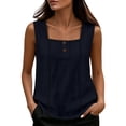 thumbnail image 1 of Neewe Summer Tank Tops for Women Pleated Square Neck Sleeveless Strap Shirts Casual Loose Fit Trendy Blouses, 1 of 8