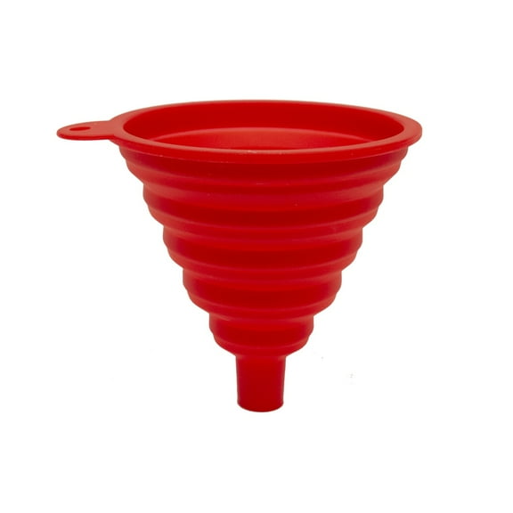 Collapsible Red Silicone Funnel Food Water Bottle Filling Accessory Foldable Kitchen Tool