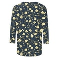 thumbnail image 3 of 3/4 Length Sleeve T-Shirts for Women New Summer Clothing Tops Fashion Floral Print Shirts Women's Blouses Pullover Tops, 3 of 5