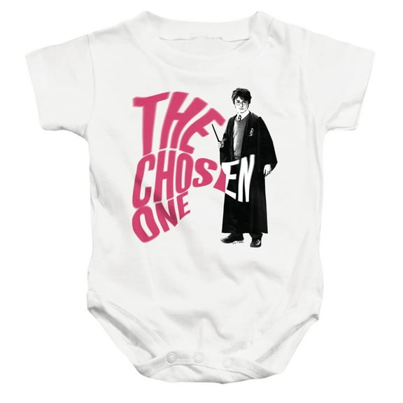 Harry Potter The Chosen One Unisex Infant Snap Suit for Baby, White, Large