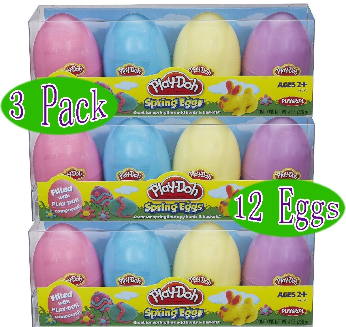 PlayDoh Spring Eggs 4Pack Gift Set Bundle (12 Eggs & 24oz Total) 3 Pack