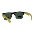 thumbnail image 4 of Mens Bamboo Wood Arm Half Rim Hipster Sunglasses Black Green, 4 of 4