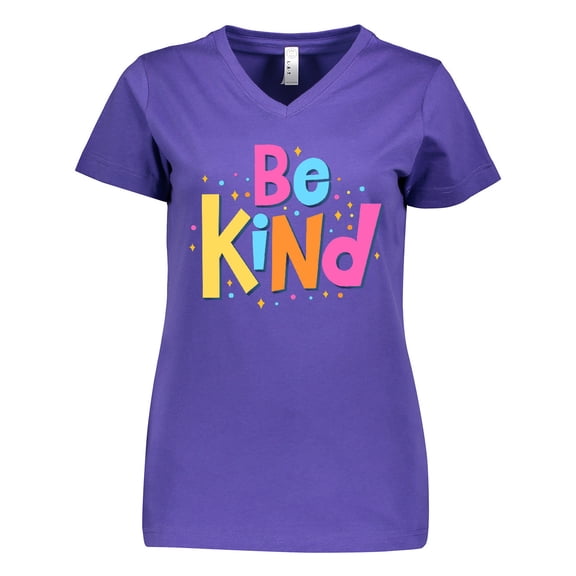 Inktastic Be Kind Inspirational Quote in Color Women's V-Neck T-Shirt
