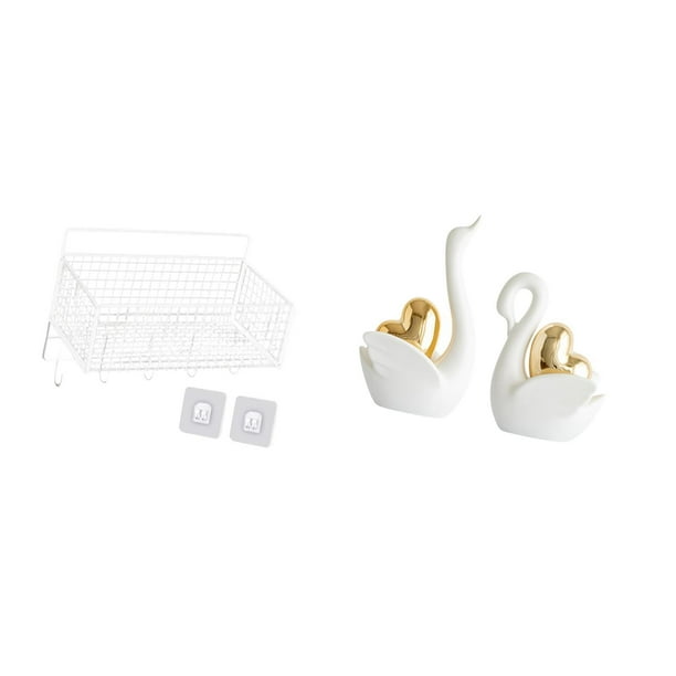 Cesta de almacenamiento colgante,Cesta de almacenamiento para gabinete organizador de pared colgante,estatua de cisne,Estatuas y figuras de cisnes de cerámica modernas Esculturas,Escultura de
