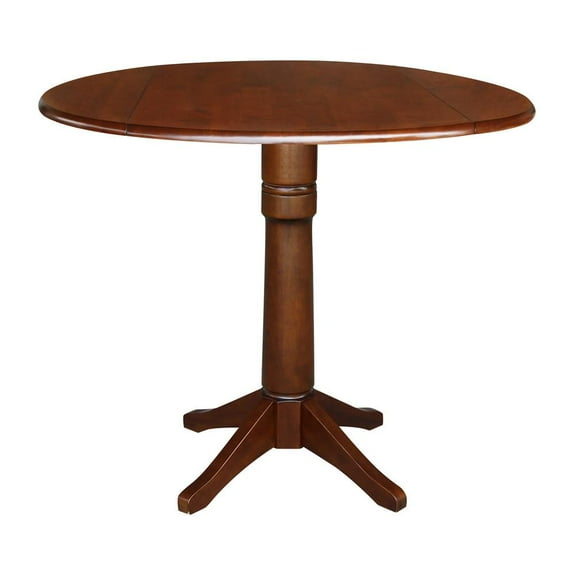 42" Round Dual Drop Leaf Pedestal Table - 36.3"H Espresso