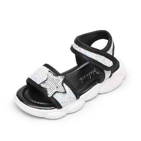 

BELLZELY Toddler Shoes for Girls Clearance Toddler Baby Infant Girls Sandals Star Sequin Children Beach Soft Shoes Slippers